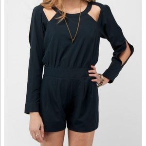 Navy moon collection stencil romper